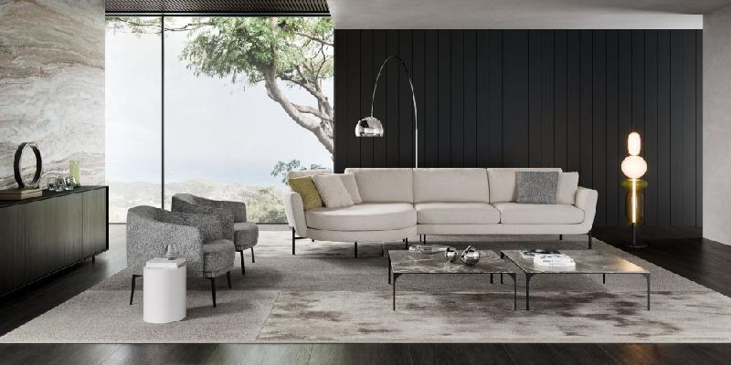 Canapé Hudson OLTA - Blanc cassé beige avec piètement en acier - Structure en bois et mousse haute qualité_2