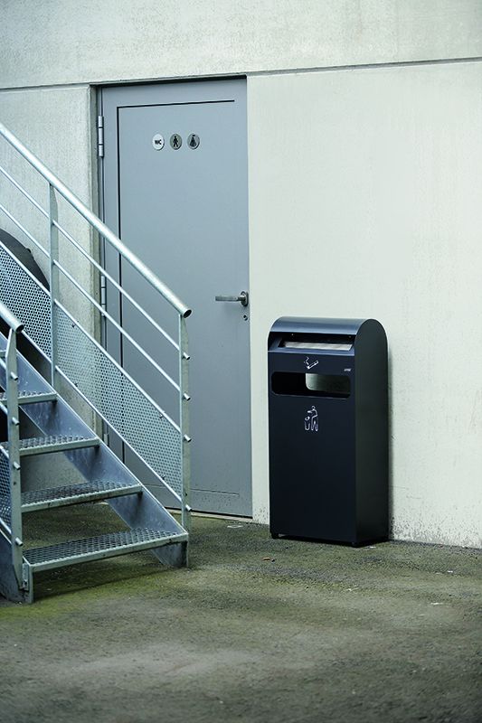 Conteneur poubelle 48L - cendrier 4.7L en acier galvanisé anthracite avec double fonction_2