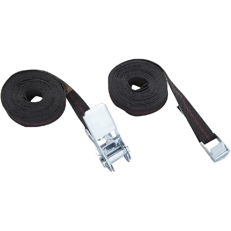 Lot de 2 sangles à cliquet 25mm x 5m - 125kg et 2 sangles à boucle 25mm x 2.5m - 120kg - Polyester_2