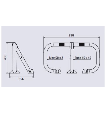 Bloc parking BPE - clés différentes - tube acier galvanisé 50 mm - bandes réflectos rouges - 124001_2
