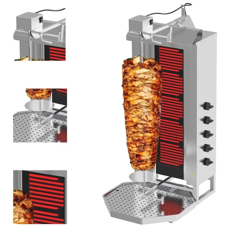 Grill Döner kebab électrique 5 brûleurs max 80 kg mobile - moteur en haut_2