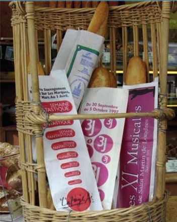 Sac publicitaire à pain écologique - Papier Kraft recyclé blanc lisse - Encres à l'eau certifiées - Contact alimentaire_2