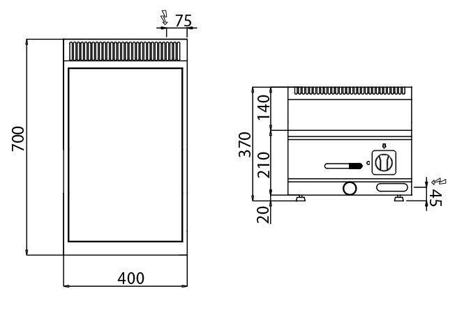 Bain-marie électrique sur meuble - 1x GN 1/3 et 1x GN 1/2 - Meuble 1 porte Inox | GGM - Mario 600_2