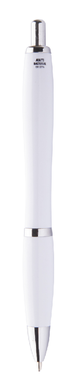 Stylo antibactérien à bille en plastique - Corps antibactérien, pièces chromées et recharge bleue - Conforme ISO 22196:2011_2