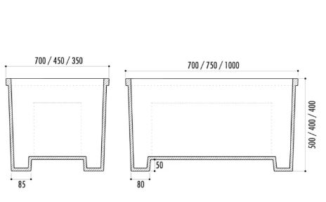 Jardinière Ona en fonte - coloris noir oxyron - différentes dimensions et poids_2
