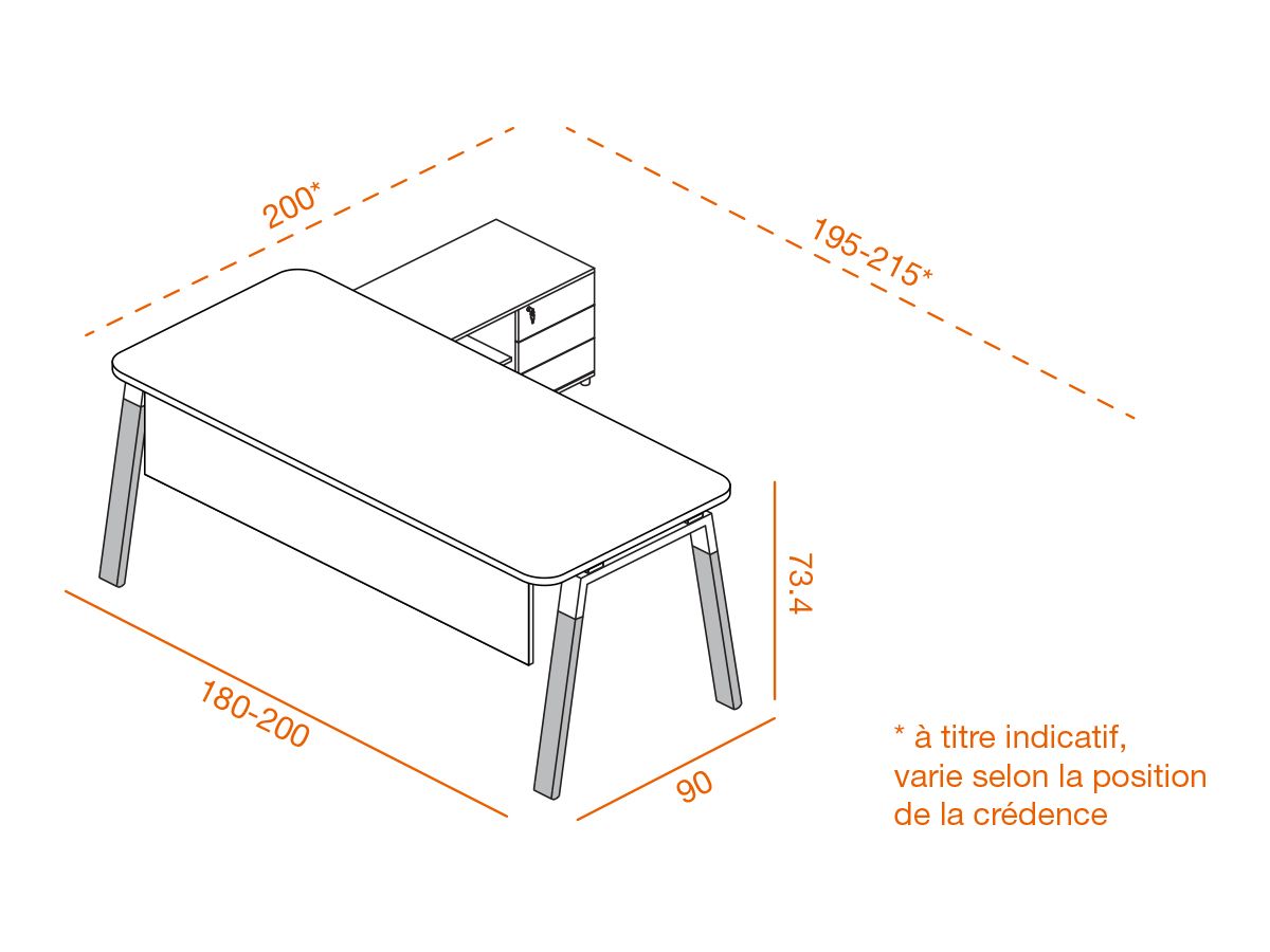 Bureau de direction en angle KELSO WOOD - style scandinave avec crédence et rangement intégré_2