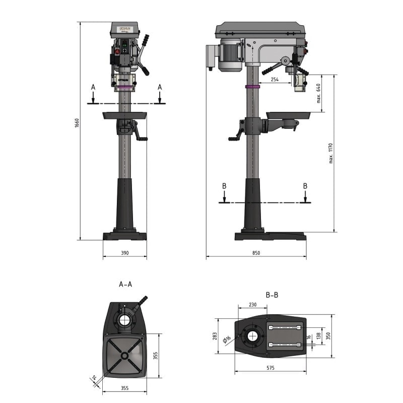 Perceuse à colonne professionnelle Optimum DQ 32 (400 V) - Précision et robustesse avec accessoires inclus_2