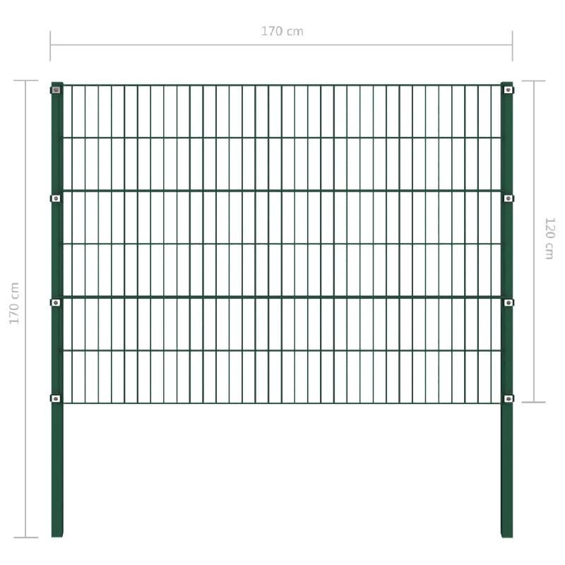 Vidaxl panneau de clôture avec poteaux fer 1,7 x 1,2 m vert 144934_2