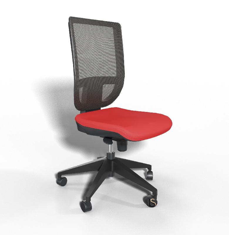 Siège de bureau Tertio avec dossier résille - Sokoa - Rouge, Noir, Non_2
