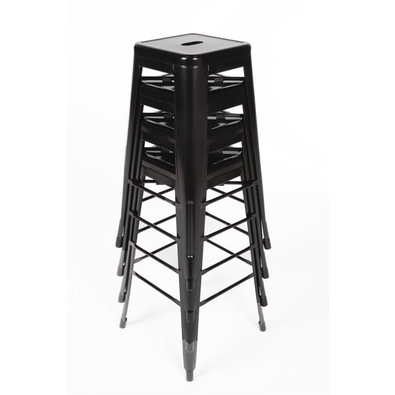 Tabourets hauts en acier galvanisé Bistro noirs (lot de 4) | Bolero - DL881_2