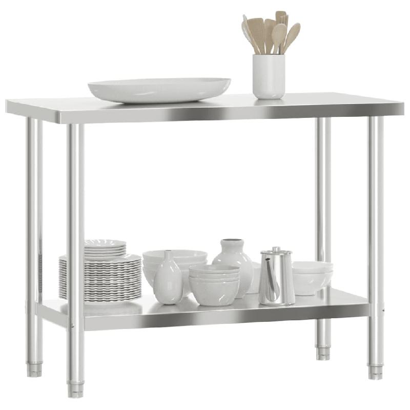 Vidaxl table de travail de cuisine 110x55x85 cm acier inoxydable 376465_2