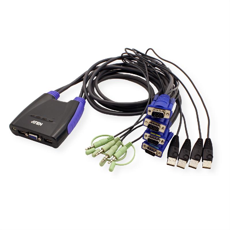 Aten cs64us switch kvm vga, usb, audio, 4 ports_2