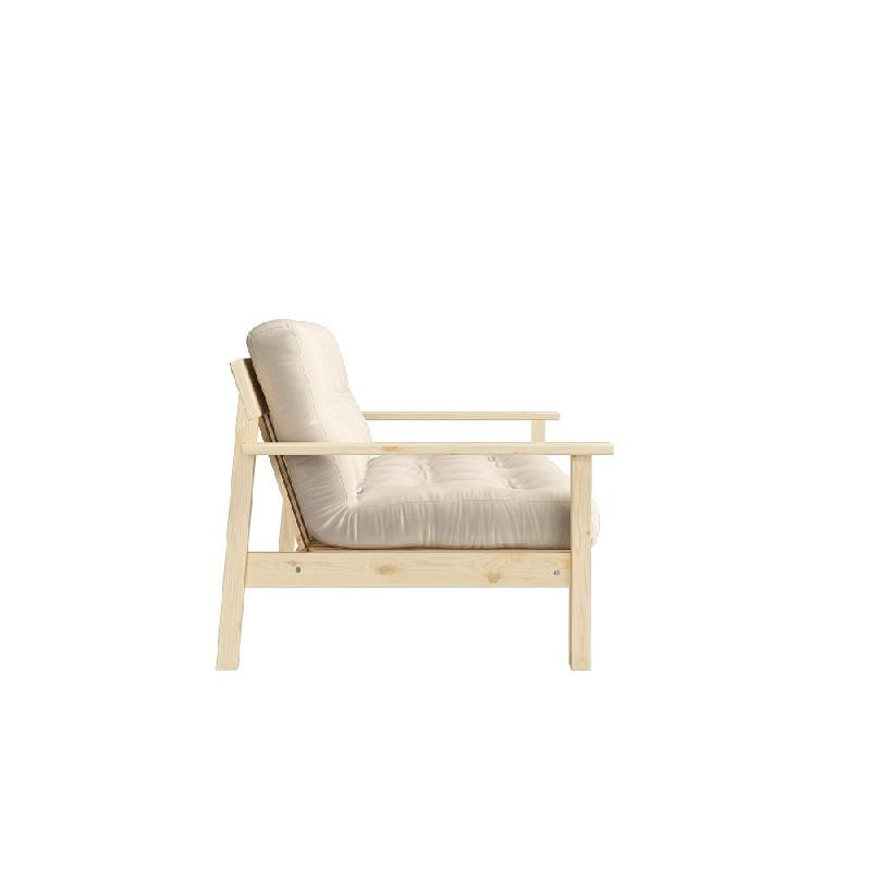 Canapé convertible futon UNWIND - Pin naturel beige - 130 x 190 cm - Style scandinave_2