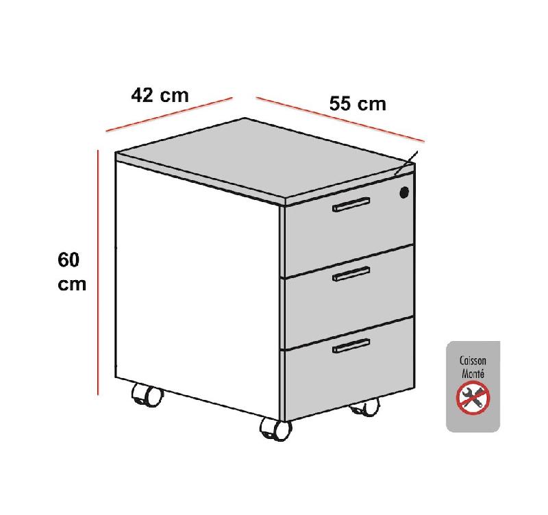 Caisson mobile 3 tiroirs blanc bicolore - Ofitres - Gris brillant_2