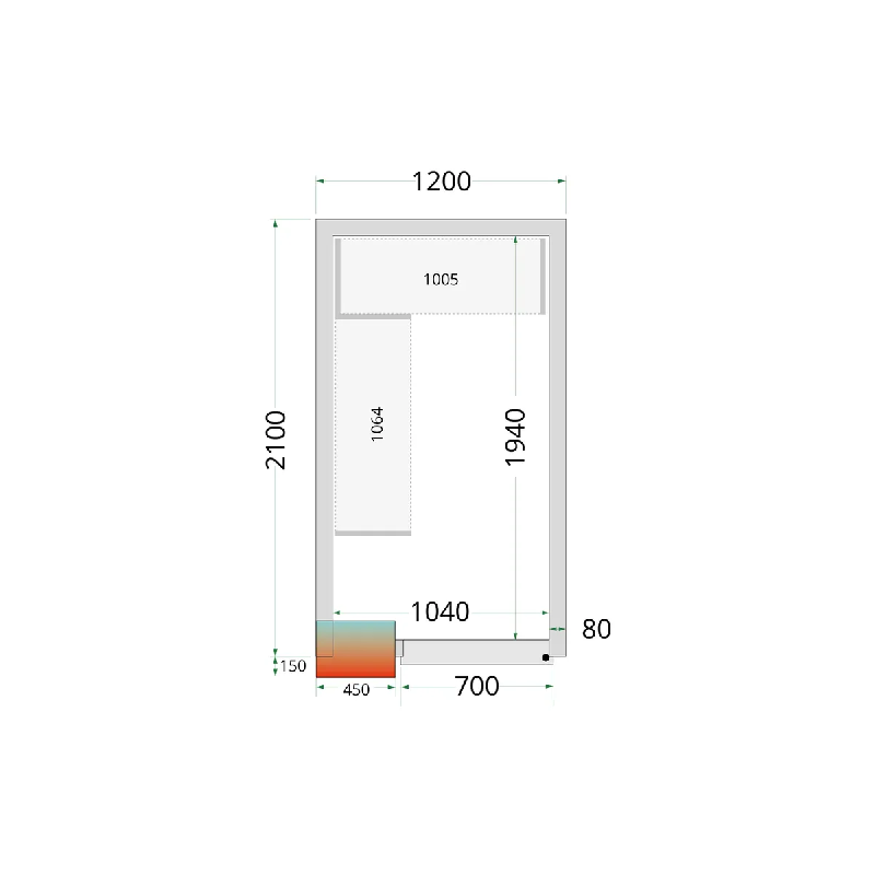 Chambre froide positive CRPF1221 Blanc1200 x  2100 x 2200 mm TEFCOLD_2