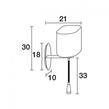 Applique intérieure ovale avec liseuse LED SMD 3W - abat-jour lamellé ovale finition nickel satiné - 8304_2