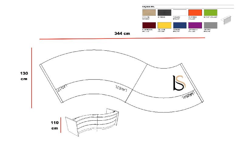 Bureau d'accueil en vague Valde - MDD - Blanc brillant, Droite_2