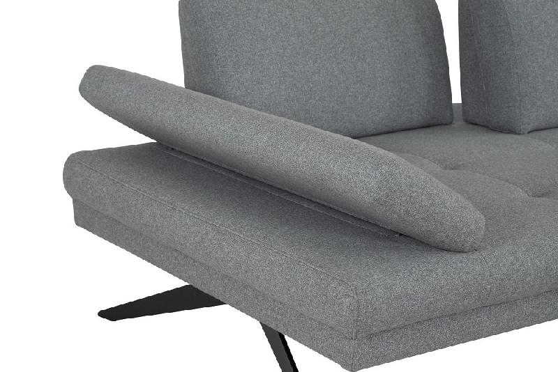 Canapé d'angle Fernie - Double profondeur - Méridienne droite en tissu gris - 296 x 179 cm - Pieds métal noir_2