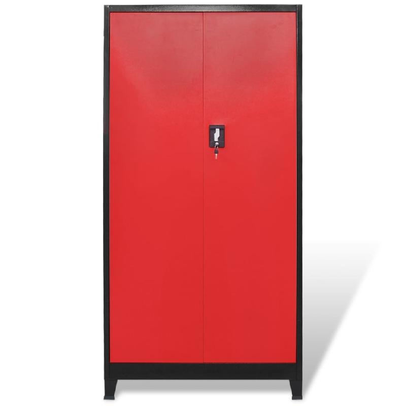Vidaxl armoire avec coffre à outils acier 90x40x180 cm rouge et noir 3054555_2