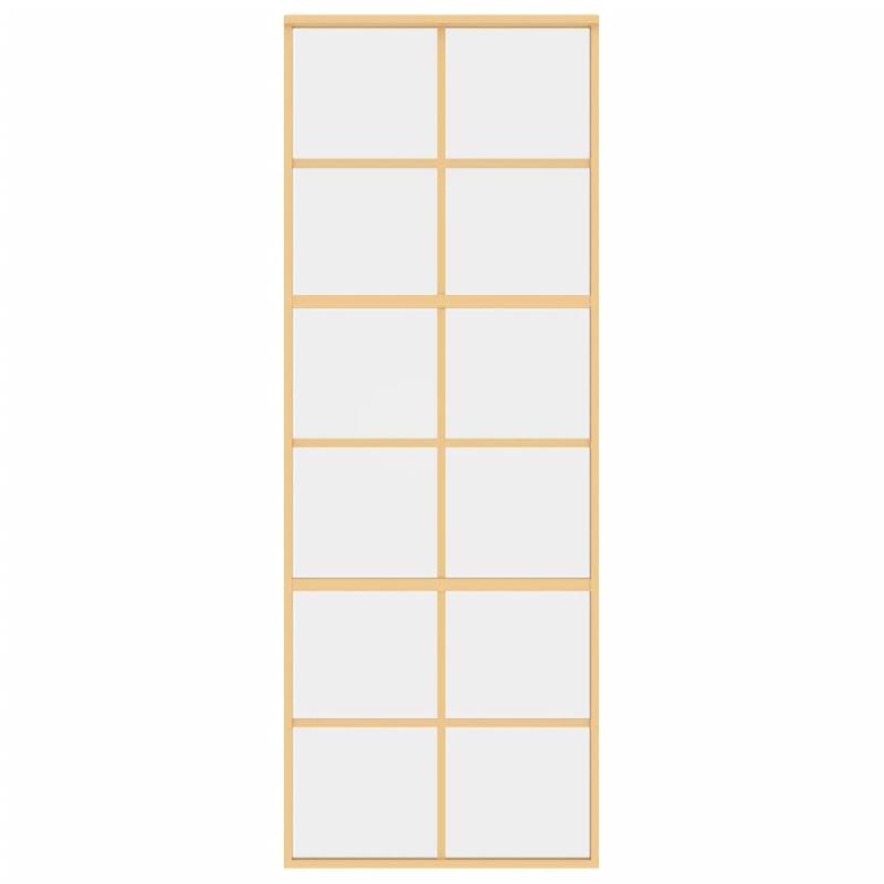 Vidaxl porte coulissante doré 76x205 cm verre esg clair et aluminium 155166_2