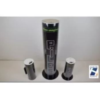 Collecteur de piles usagées - Tube polycarbonate laqué - Couvercle ABS vert avec orifice piles - Fenêtre de remplissage translucide_2