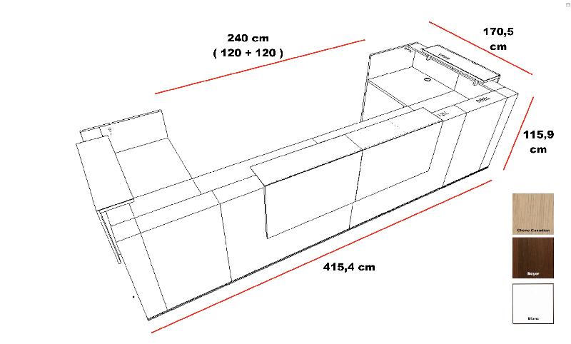 Grande banque d'accueil lumineuse 2 places TERA - MDD - Noyer_2