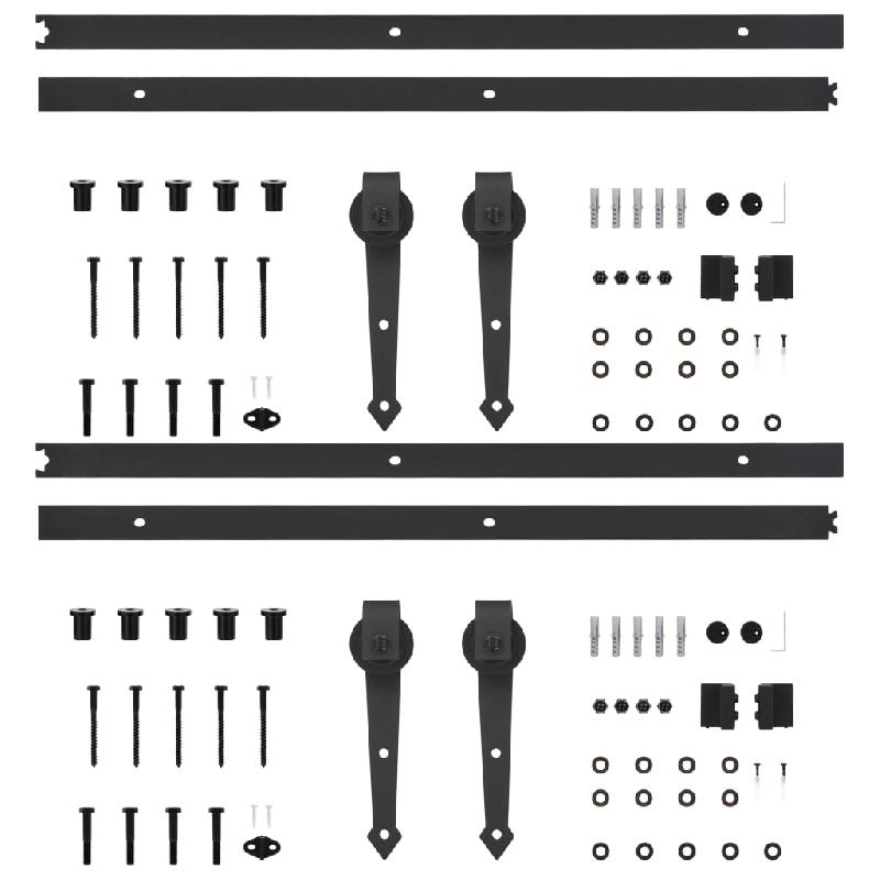 Vidaxl kits de fixation pour porte coulissante 2 pcs 200 cm acier noir 3059839_2