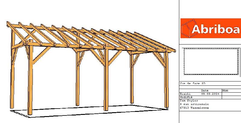 Abri camping-car monopente en sapin lamellé collé - Abriboa - Dimensions 8.00m x 4.03m - Pente 20°_2