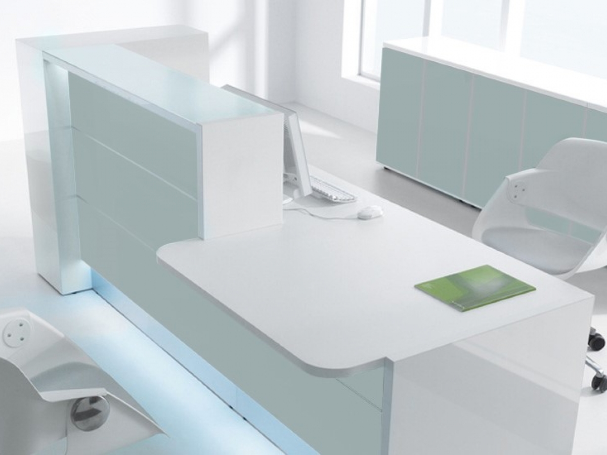 Banque d'accueil moderne et lumineuse à éclairage LED - VALDE - avec configurations ergonomiques et options sur mesure_2