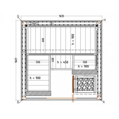 Cabine de sauna HARVIA 163,5 x 160,7 x 202 cm - 2 à 3 personnes - Poêle Vega 6 kW et accessoires inclus_2