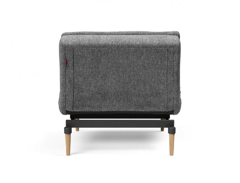 Fauteuil design Dublexo Styletto convertible lit 90x115 cm - pieds chêne naturel - tissu Twist Charcoal_2