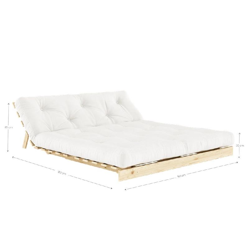 Canapé convertible futon ROOTS - pin massif naturel - couchage 160x200 cm - design japonais et scandinave_2