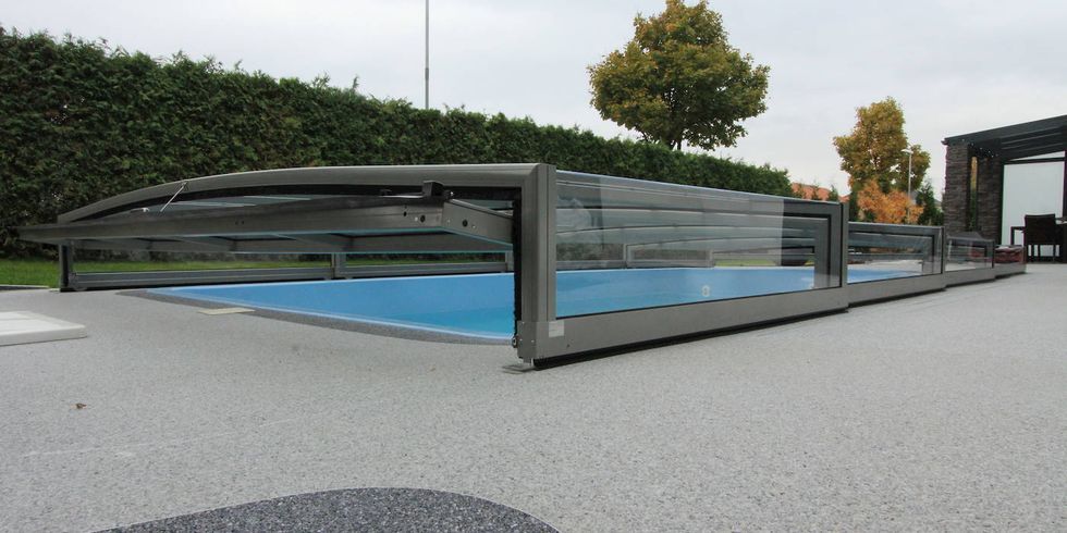 Abri piscine bas / télescopique / inrayables et transparentes - Limone FLAT / Paradiso_2