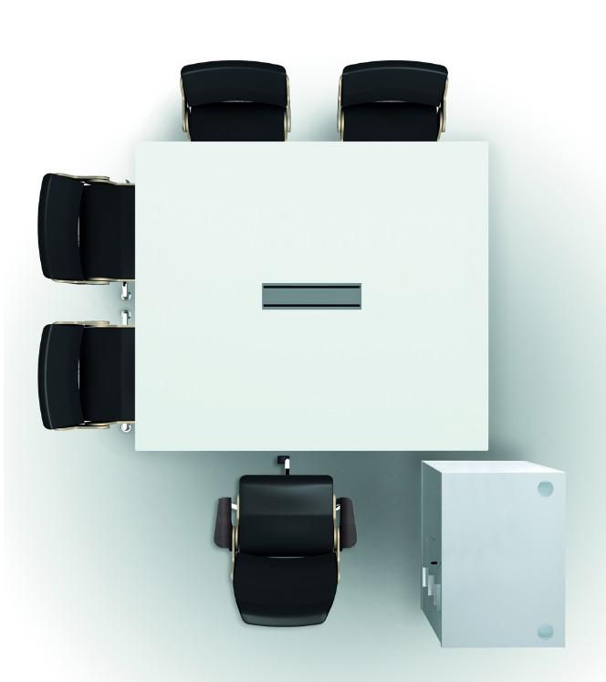 Table de réunion X8  plateau laqué - Officity. - Blanc 9010, 140, Blanc RAL 9003_2