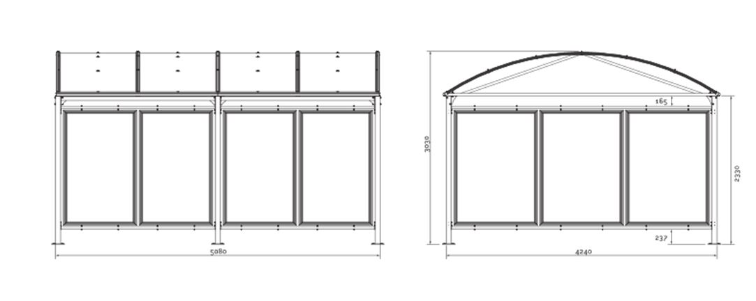 Abri vélos et motos voûte XXL - surdimensionné, extensible, avec structure en acier galvanisé et toiture en polycarbonate anti-UV_2