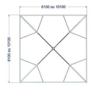 Préau Impluvio avec toile - Dimensions de 36m² à 102m², sur poteau central, acier galvanisé_2