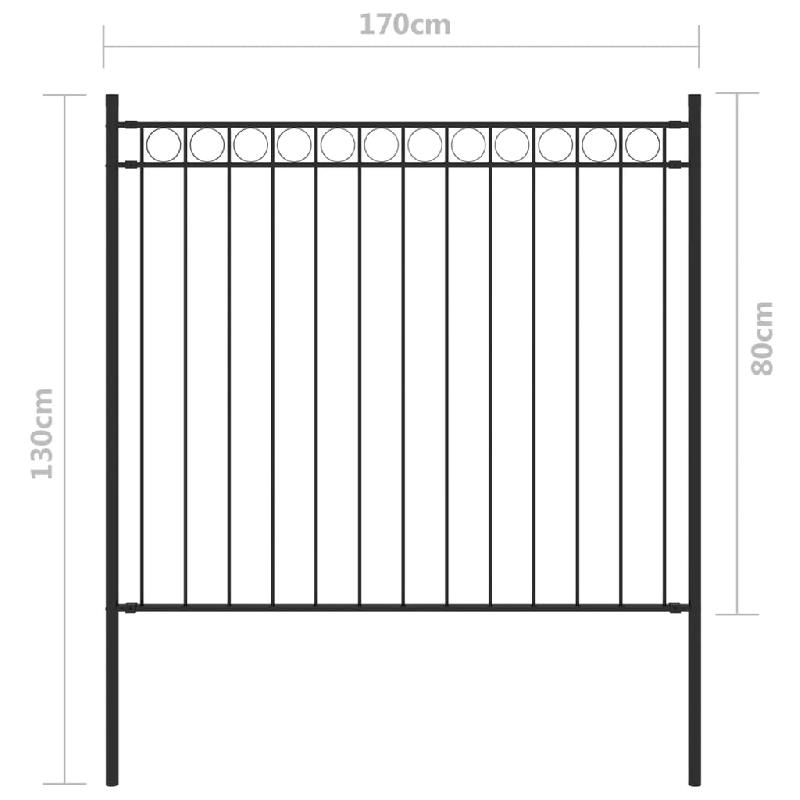 Vidaxl clôture de jardin acier 1,7x0,8 m noir 146312_2