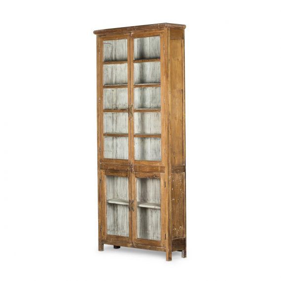00119001000515 - meuble présentoir vintage Francisco Segarra - intérieur blanc laqué et extérieur bois naturel - 120×33×H265cm_2