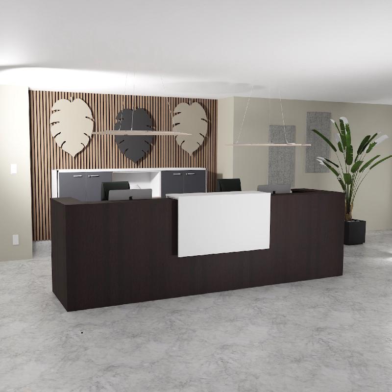 Banque d'accueil 2 personnes delta first avec 1 top - MOBEL LINEA - blanc mat, wengé, 284_0
