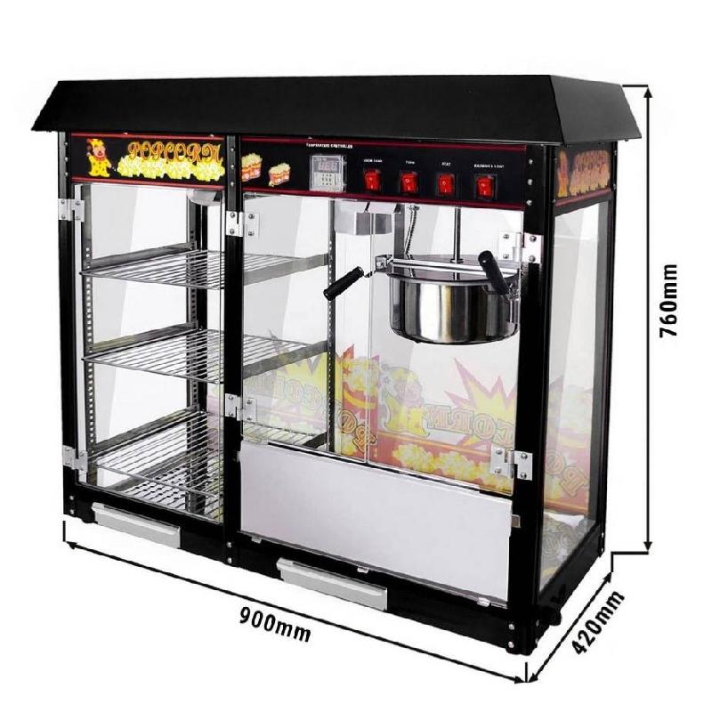Machine à pop-corn professionnelle noire 5 kg/h - avec placard chauffant_2