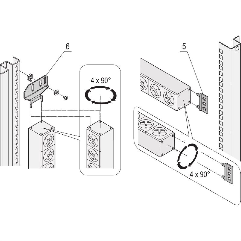 Bâtis de prises SCHROFF, IEC C13 avec câble de raccordement ouvert, 12x IEC C13, 19