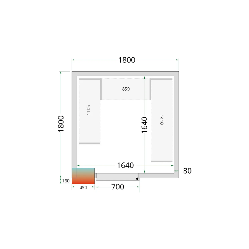 Chambre froide positive CRPF1818 Blanc 1800 x 1800 x 2200 mm TEFCOLD_2