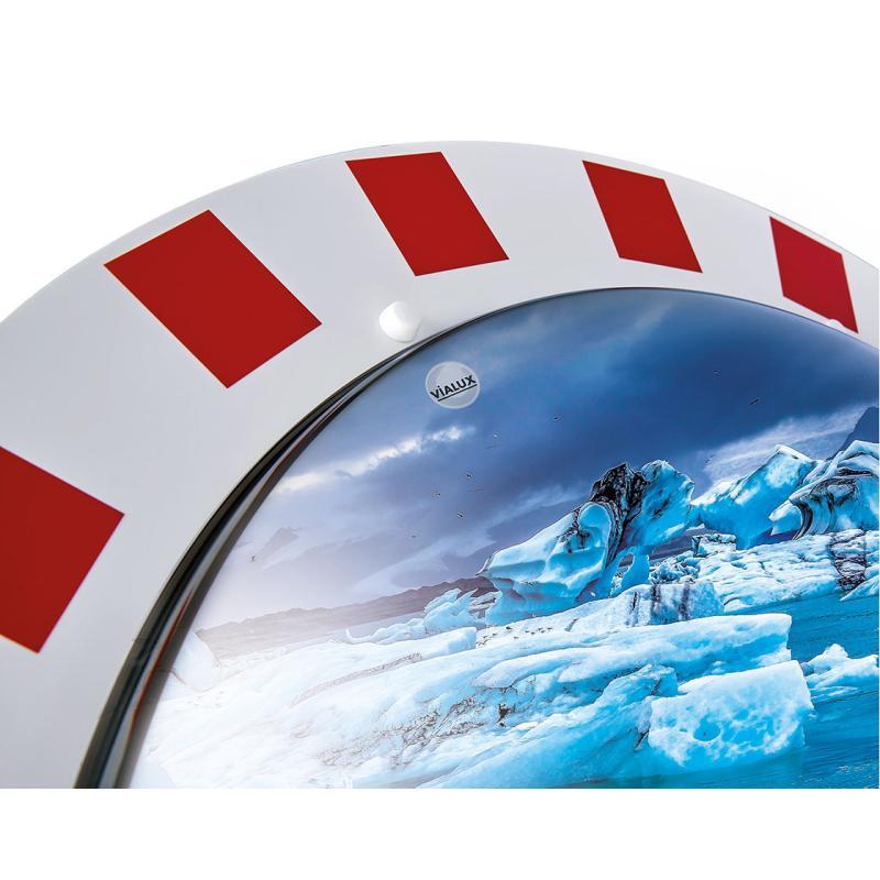 Miroir inox anti-givre/anti-buée VIALUX® - Cadre rouge et blanc - Réf : 854_2