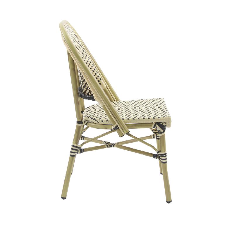 Paris - Chaise de bistrot en rotin synthétique bambou-blanc/noir_2