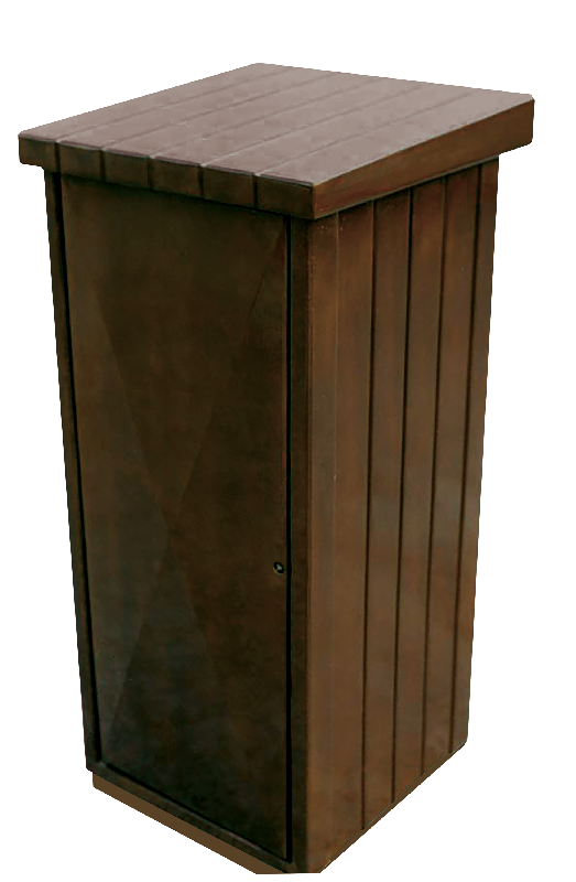 ZEUS Corbeille en béton avec support - Béton recouvert d'une peinture polyuréthane - Ouverture calibrée - Porte en acier traité anticorrosion - Étriers support-sacs en acier - Contenance 130L_2