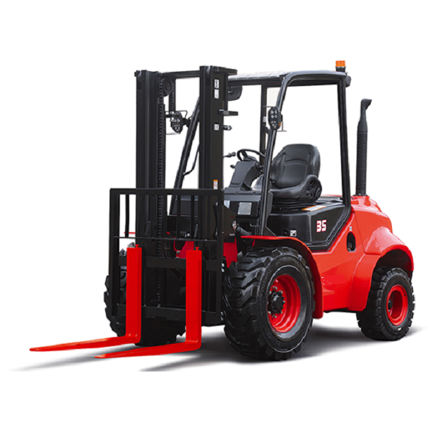 Location courte durée - Chariot élévateur tout terrain diesel 3500 kg avec roues motrices et système anti-vibration_2