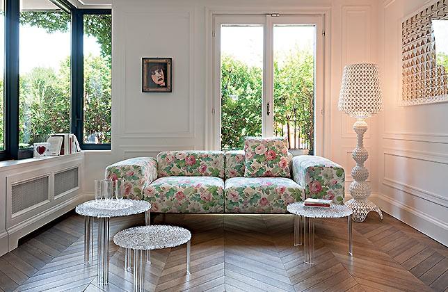 Canapé Largo - Lissoni - système modulable avec coussins larges en tissu pied de poule_2