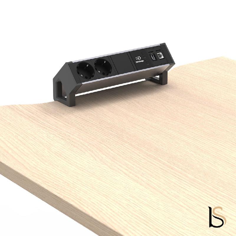 Canapé d'accueil 4 places Push - Mobel Linea - Avec bloc électrique + support écran_2
