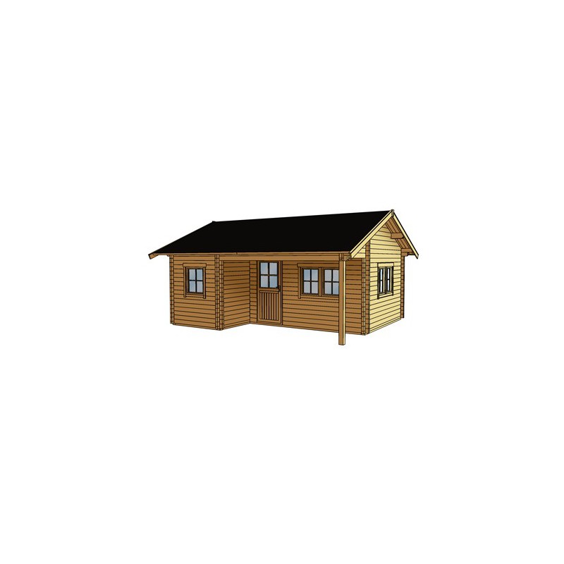 Chalet en bois plain-pied Ontario - madrier 70 mm - 24 m² - toit double pente - 5 fenêtres double vitrées_2