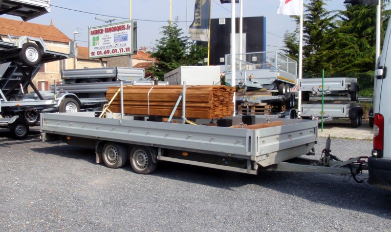 Remorque plateau HUMBAUR HN 355221 GR - 2 essieux, roues surbaissées, ridelles alu, PTAC 3500 kg_2